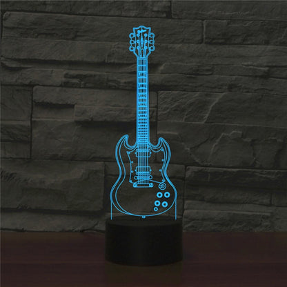 Five-string Guitar Shape 3D Colorful LED Vision Light Table Lamp, Crack Touch Version - Novelty Lighting by buy2fix | Online Shopping UK | buy2fix