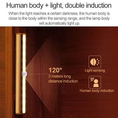 2W 10 LEDs Warm White Light Wide Screen Intelligent Human Body Sensor Light LED Corridor Cabinet Light, Battery Version - Sensor LED Lights by buy2fix | Online Shopping UK | buy2fix