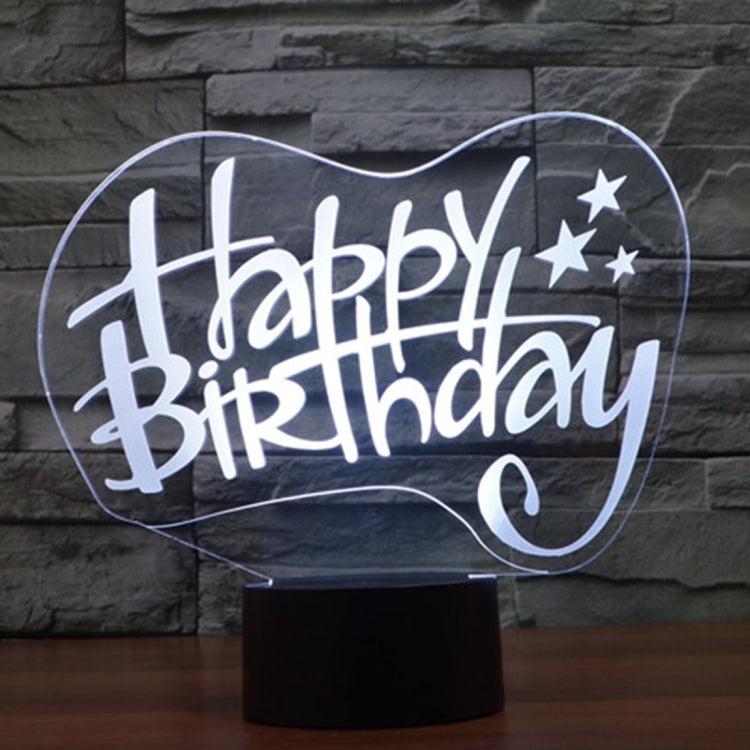 Happy Birthday Style 3D Touch Switch Control LED Light , 7 Color Discoloration Creative Visual Stereo Lamp Desk Lamp Night Light - Novelty Lighting by buy2fix | Online Shopping UK | buy2fix