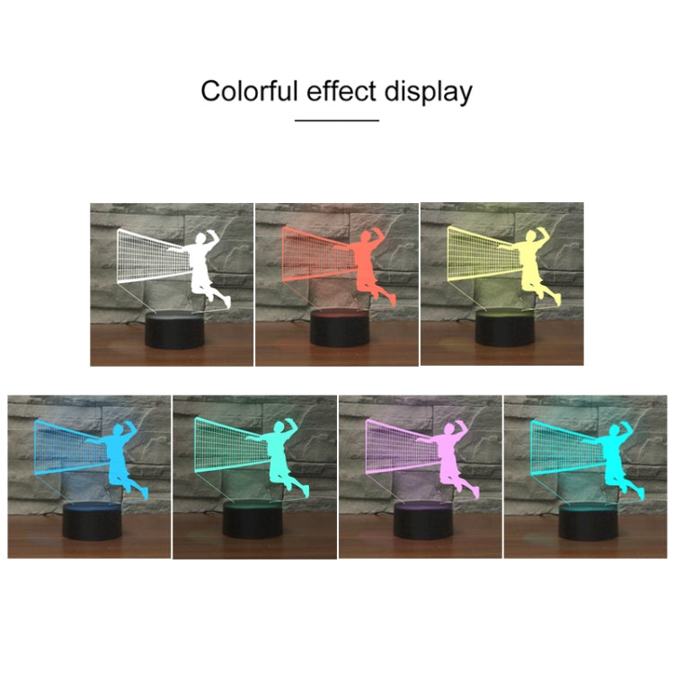 Playing Volleyball Shape 3D Colorful LED Vision Light Table Lamp, 16 Colors Remote Control Version - Novelty Lighting by buy2fix | Online Shopping UK | buy2fix