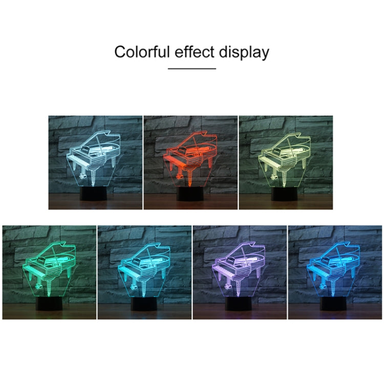 Piano Shape 3D Colorful LED Vision Light Table Lamp, USB Touch Version - Novelty Lighting by buy2fix | Online Shopping UK | buy2fix
