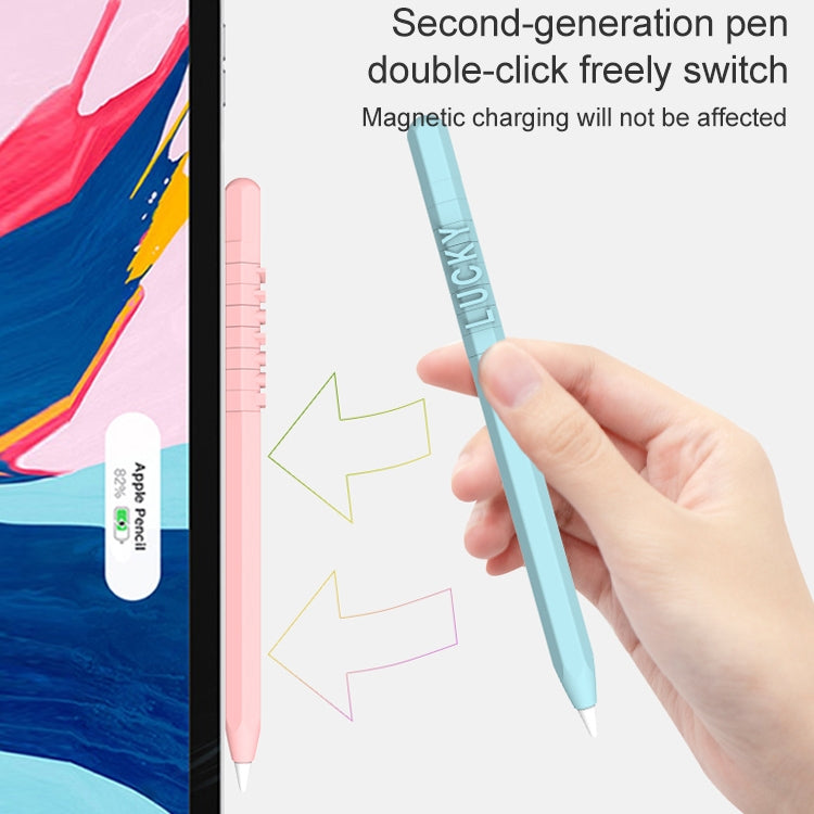 LOVE MEI For Apple Pencil 2 Number Letter Design Stylus Pen Silicone Protective Case Cover (Blue) - Pencil Accessories by LOVE MEI | Online Shopping UK | buy2fix