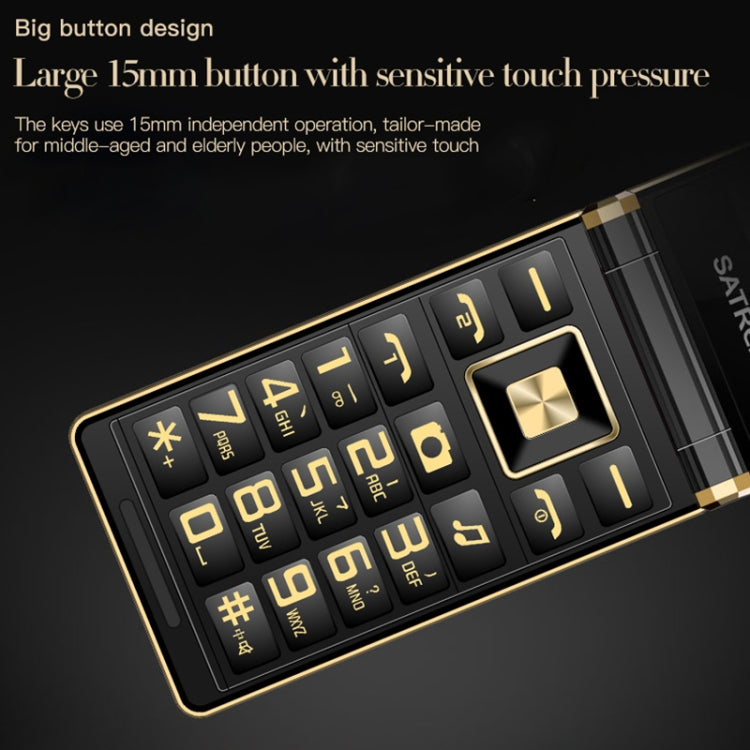 SATREND A15-M Dual-screen Flip Elder Phone, 3.0 inch + 1.77 inch, MTK6261D, Support FM, Network: 2G, Big Keys, Dual SIM(Gold) - SATREND by SATREND | Online Shopping UK | buy2fix