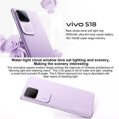 vivo S18, Dual Back Cameras, 8GB+256GB, Face ID Screen Fingerprint Identification, 6.78 inch Android 14.0 OriginOS 4 Snapdragon 7 Gen 3 Octa Core 2.63GHz, OTG, NFC, Network: 5G, Support Google Play (Black) - vivo by vivo | Online Shopping UK | buy2fix