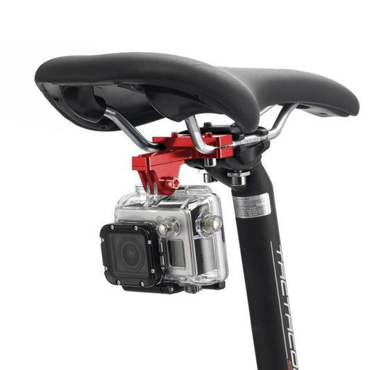 PULUZ Aluminium Alloy Bike Seat Cushion Mount for for GoPro Hero12 Black / Hero11 /10 /9 /8 /7 /6 /5, Insta360 Ace / Ace Pro, DJI Osmo Action 4 and Other Action Cameras(Red) - Bicycle Handlebar Mount by PULUZ | Online Shopping UK | buy2fix