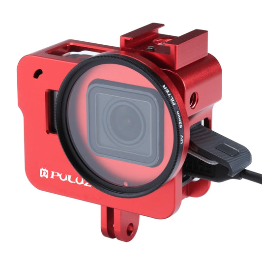 PULUZ Housing Shell CNC Aluminum Alloy Protective Cage with 52mm UV Lens for GoPro HERO(2018) /7 Black /6 /5(Red) - Metal Cases by PULUZ | Online Shopping UK | buy2fix