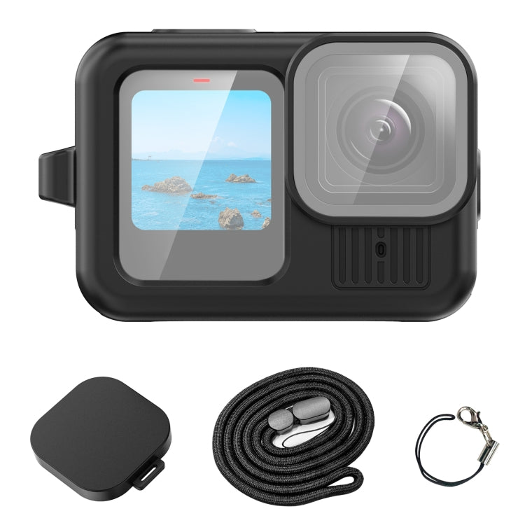 For GoPro HERO13 Black PULUZ Silicone Protective Case Cover with Wrist Strap & Lens Cover (Black) - Silicone Cases by PULUZ | Online Shopping UK | buy2fix