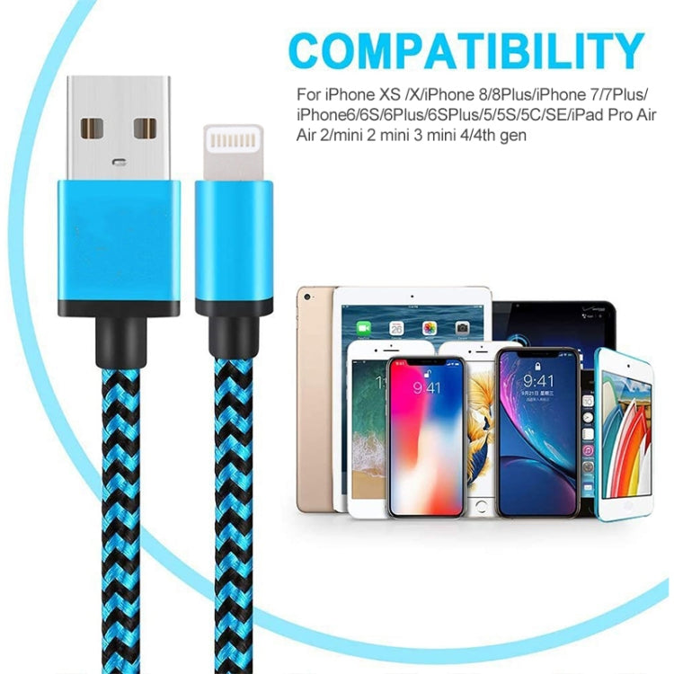 2m Woven Style 8 Pin to USB Sync Data / Charging Cable(Blue) - Normal Style Cable by buy2fix | Online Shopping UK | buy2fix