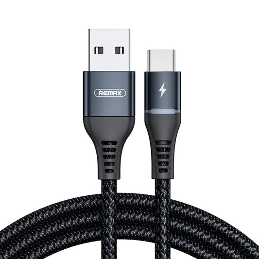 REMAX RC-152A 1m 2.4A USB to USB-C / Type-C Colorful Breathing Data Cable (Black) - USB-C & Type-C Cable by REMAX | Online Shopping UK | buy2fix