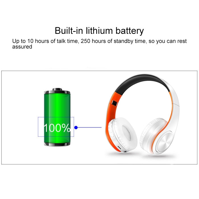 LPT660 Wireless Folding Sports Stereo Music Bluetooth Phones Earphones Support TF Card (Orange) - Headset & Headphone by buy2fix | Online Shopping UK | buy2fix