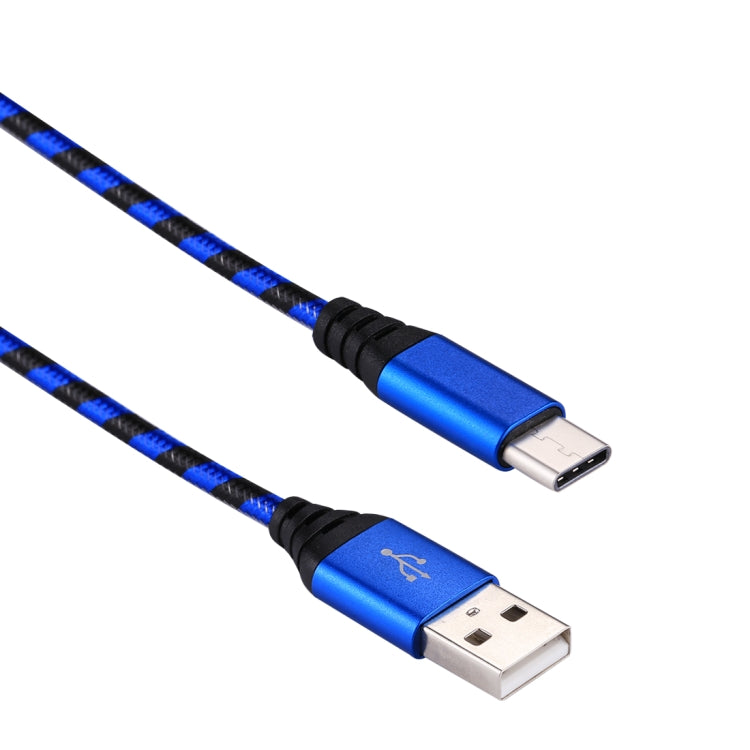 1m USB to USB-C / Type-C Nylon Weave Style Data Sync Charging Cable(Blue) - USB-C & Type-C Cable by buy2fix | Online Shopping UK | buy2fix