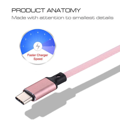 1m 2A Output USB to USB-C / Type-C Nylon Weave Style Data Sync Charging Cable(Pink) - USB-C & Type-C Cable by buy2fix | Online Shopping UK | buy2fix