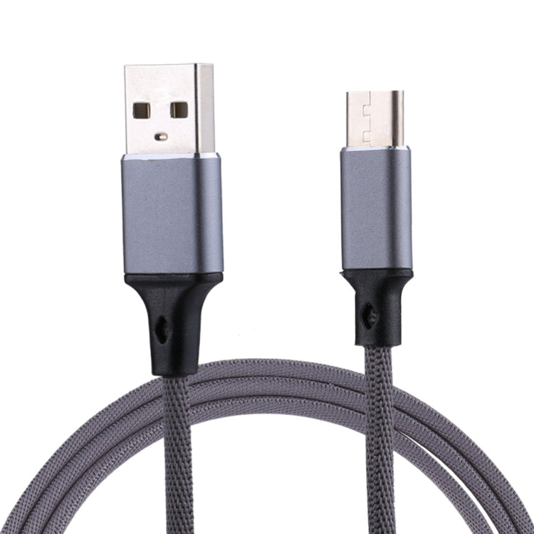 1m 2A Output USB to USB-C / Type-C Nylon Weave Style Data Sync Charging Cable(Grey) - USB-C & Type-C Cable by buy2fix | Online Shopping UK | buy2fix