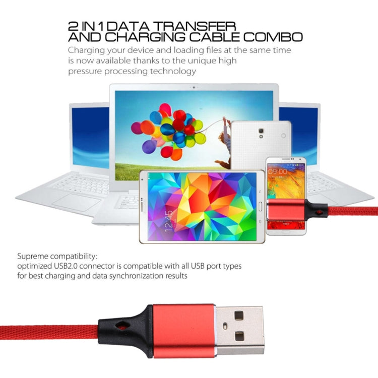 1m 2A Output USB to USB-C / Type-C Nylon Weave Style Data Sync Charging Cable(Red) - USB-C & Type-C Cable by buy2fix | Online Shopping UK | buy2fix