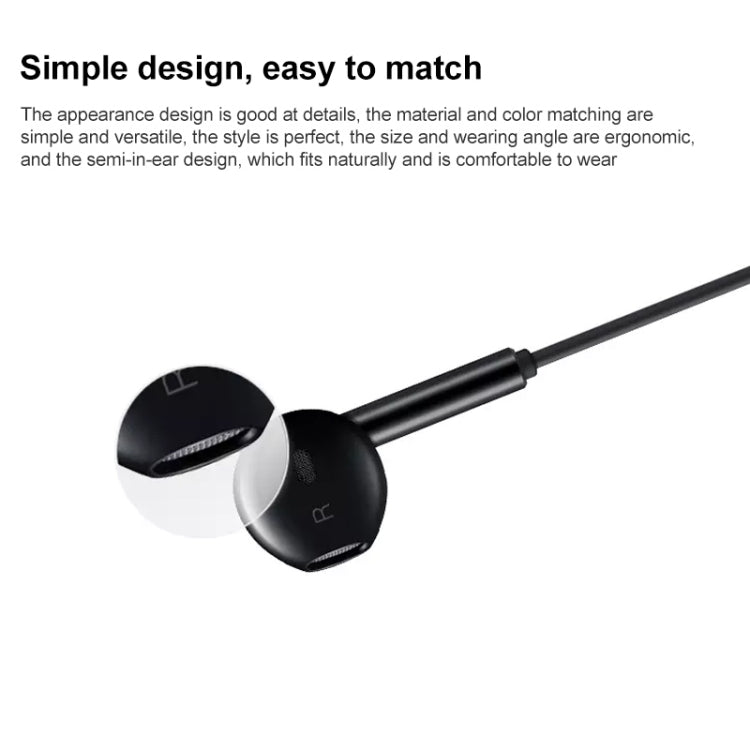 Original Huawei CM33 Type-C Headset Wire Control In-Ear Earphone with Mic for Huawei P20 Series, Mate 10 Series(Black) - Type-C Earphone by Huawei | Online Shopping UK | buy2fix