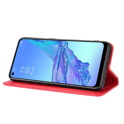 For OPPO A53 2020 / A53S 2020 / A33  Magnetic Buckle Retro Crazy Horse Texture Horizontal Flip Leather Case with Holder & Card Slots & Photo Frame(Red) - OPPO Cases by buy2fix | Online Shopping UK | buy2fix