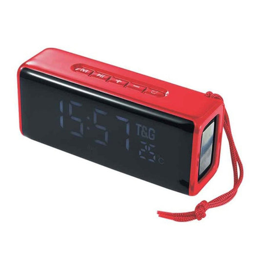 T&G TG174 TWS Mmirror Bluetooth Speaker, Support Alarm Clock / Time & Temperature Display / Micro SD Card / FM / MP3(Red) - Desktop Speaker by T&G | Online Shopping UK | buy2fix