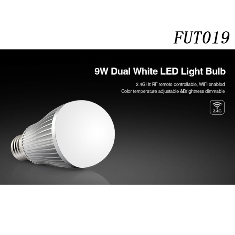 FUT019 9W Dual White LED Bulb 2.4GHZ RF Controllable Wifi Enabled CCT Adjustable Brightness Dimming E26/E27 - Smart Light Bulbs by buy2fix | Online Shopping UK | buy2fix
