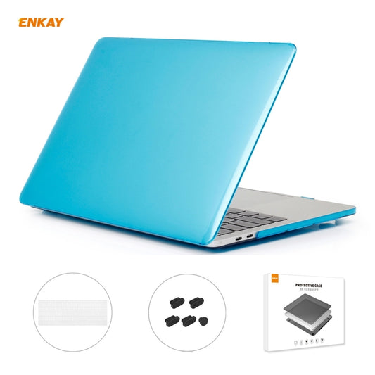 ENKAY 3 in 1 Crystal Laptop Protective Case + US Version TPU Keyboard Film + Anti-dust Plugs Set for MacBook Pro 13.3 inch A1708 (without Touch Bar)(Light Blue) - MacBook Pro Cases by ENKAY | Online Shopping UK | buy2fix