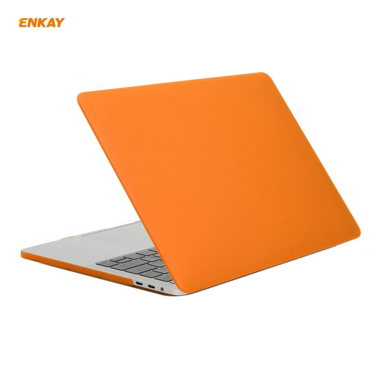 ENKAY 3 in 1 Matte Laptop Protective Case + EU Version TPU Keyboard Film + Anti-dust Plugs Set for MacBook Pro 13.3 inch A1706 / A1989 / A2159 (with Touch Bar)(Orange) - MacBook Pro Cases by ENKAY | Online Shopping UK | buy2fix