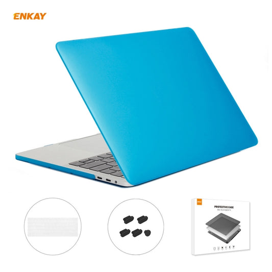 ENKAY 3 in 1 Matte Laptop Protective Case + EU Version TPU Keyboard Film + Anti-dust Plugs Set for MacBook Pro 13.3 inch A1708 (without Touch Bar)(Light Blue) - MacBook Pro Cases by ENKAY | Online Shopping UK | buy2fix