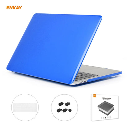 ENKAY 3 in 1  Crystal Laptop Protective Case + EU Version TPU Keyboard Film + Anti-dust Plugs Set for MacBook Pro 15.4 inch A1707 & A1990 (with Touch Bar)(Dark Blue) - MacBook Pro Cases by ENKAY | Online Shopping UK | buy2fix