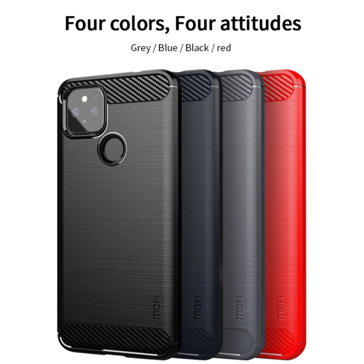 For Google Pixel 5a 5G MOFI Gentleness Series Brushed Texture Carbon Fiber Soft TPU Case(Blue) - Google Cases by MOFI | Online Shopping UK | buy2fix