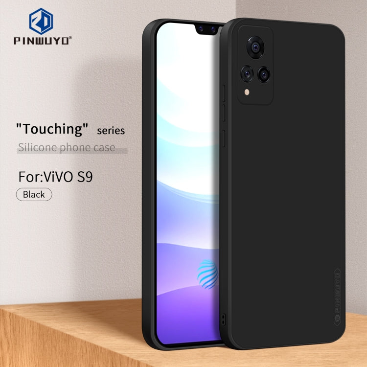 For vivo S9 PINWUYO Touching Series Liquid Silicone TPU Shockproof Case(Black) - OPPO Cases by PINWUYO | Online Shopping UK | buy2fix