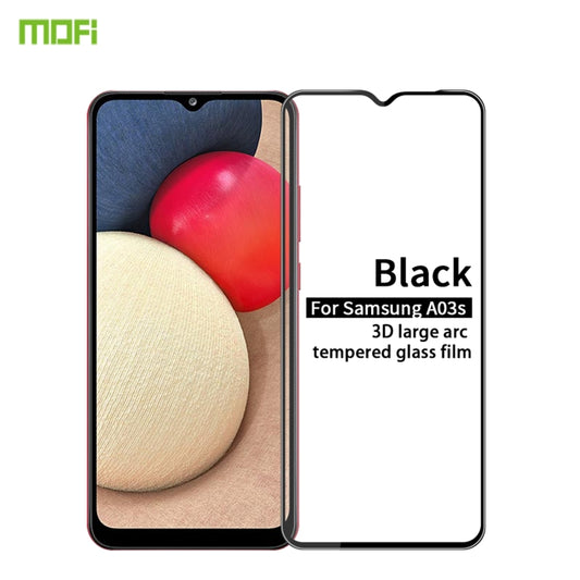 For Samsung Galaxy A03s 164mm MOFI 9H 3D Explosion-proof Curved Screen Tempered Glass Film(Black) - Galaxy Tempered Glass by MOFI | Online Shopping UK | buy2fix