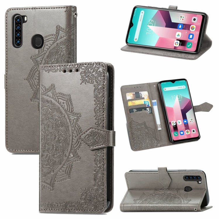 For Blackview A80 Pro Mandala Flower Embossed Horizontal Flip Leather Case with Holder & Three Card Slots & Wallet & Lanyard(Grey) - More Brand by buy2fix | Online Shopping UK | buy2fix