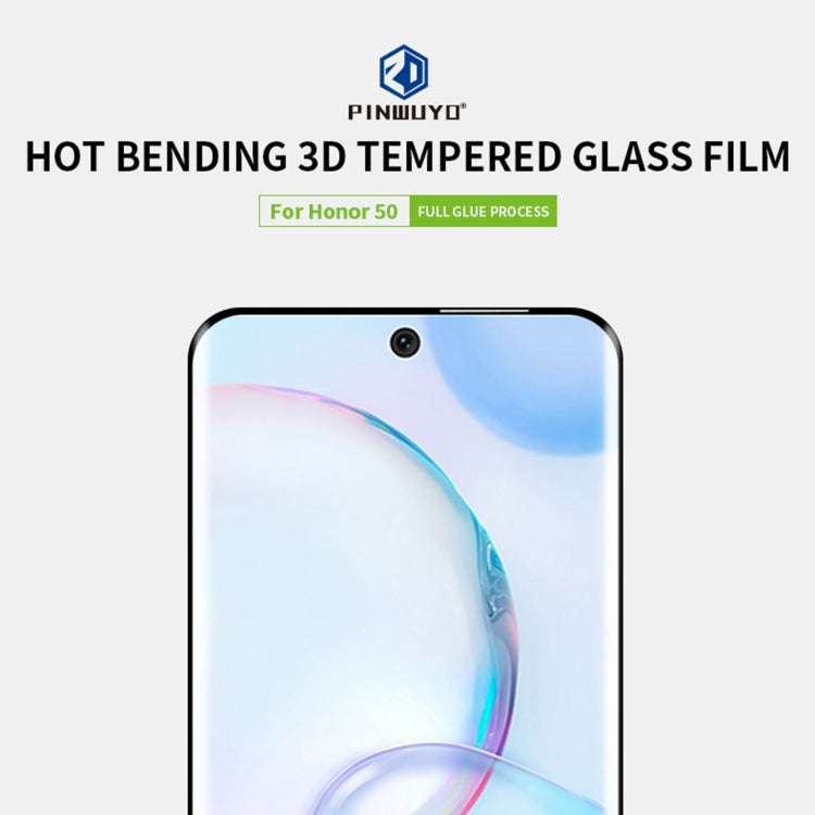For Honor 50 PINWUYO 9H 3D Hot Bending Tempered Glass Film(Black) - Honor Tempered Glass by PINWUYO | Online Shopping UK | buy2fix