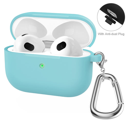 ENKAY Hat-Prince Thickened Silicone Protective Case Shock-Absorbing Cover with Keychain for Apple AirPods 3(Cyan) - For AirPods 3 by ENKAY | Online Shopping UK | buy2fix