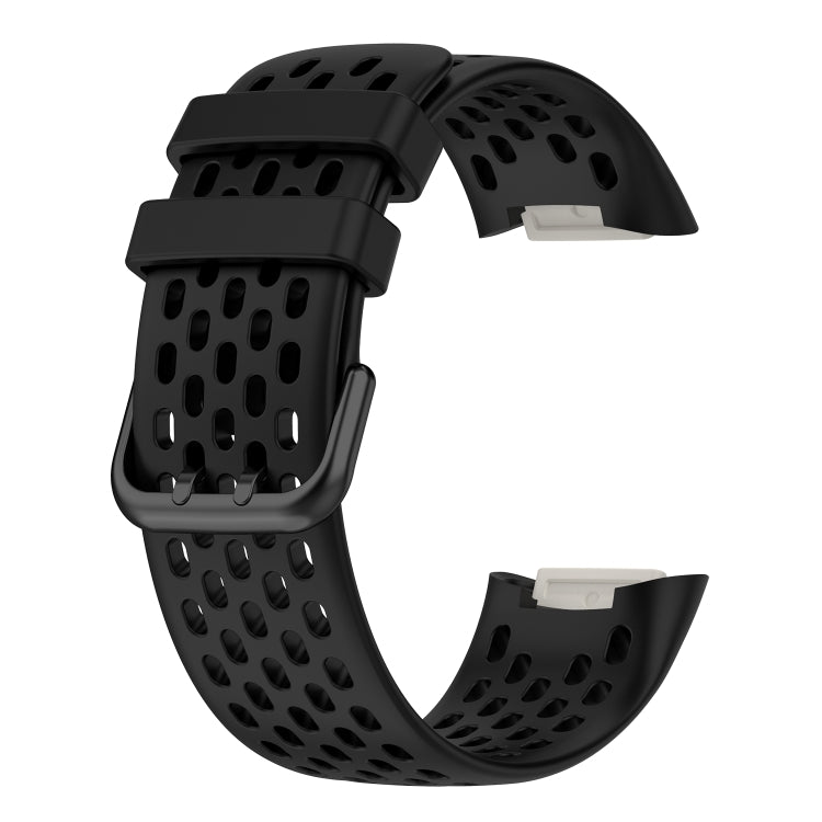 For Fitbit Charge 5 Monochromatic Breathable Silicone Watch Band(Black) - Watch Bands by buy2fix | Online Shopping UK | buy2fix