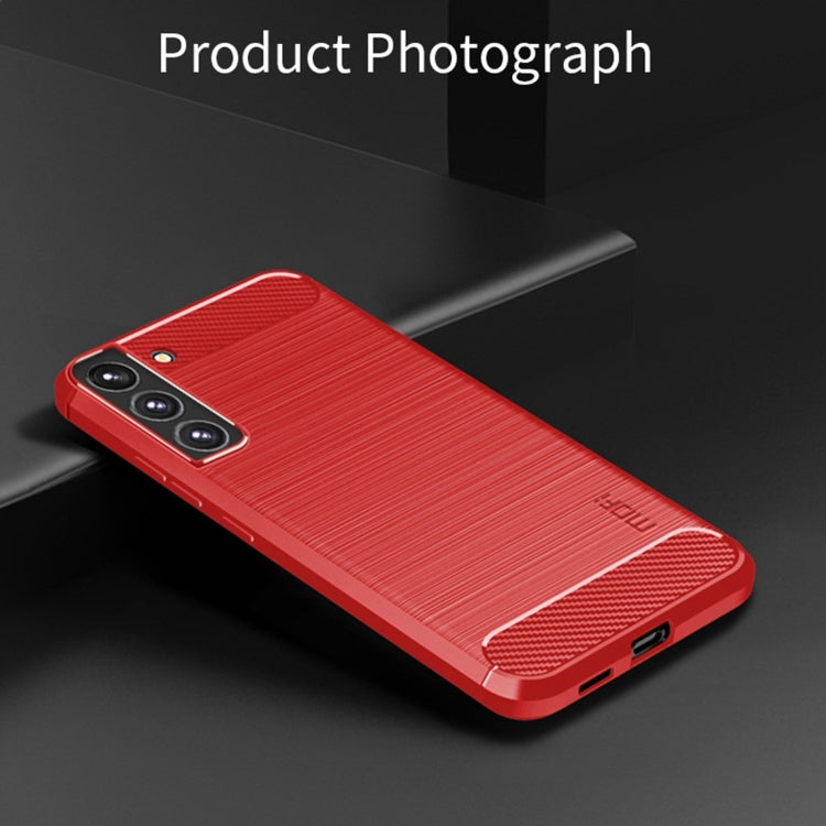 For Samsung Galaxy S22 5G MOFI Gentleness Series Brushed Texture Carbon Fiber Soft TPU Case(Red) - Galaxy S22 5G Cases by MOFI | Online Shopping UK | buy2fix