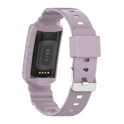 For Fitbit Charge 5 Silicone One Body Armor Watch Band(Light Purple) - Watch Bands by buy2fix | Online Shopping UK | buy2fix