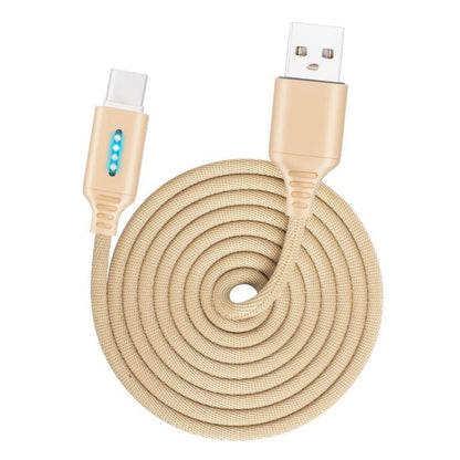 USB-C / Type-C Interface Zinc Alloy Marquee Luminous Intelligent Automatic Power off Charging Data Cable(gold) - USB-C & Type-C Cable by buy2fix | Online Shopping UK | buy2fix