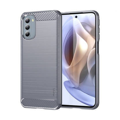 For Motorola Moto G31/G41 MOFI Gentleness Series Brushed Texture Carbon Fiber TPU Phone Case(Gray) - Motorola Cases by MOFI | Online Shopping UK | buy2fix