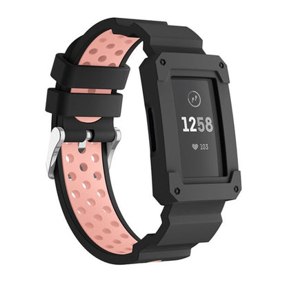 For Fitbit Charge 3 All-in-one Silicone Protective Case Replacement Watch Band(Pink) - Watch Bands by buy2fix | Online Shopping UK | buy2fix