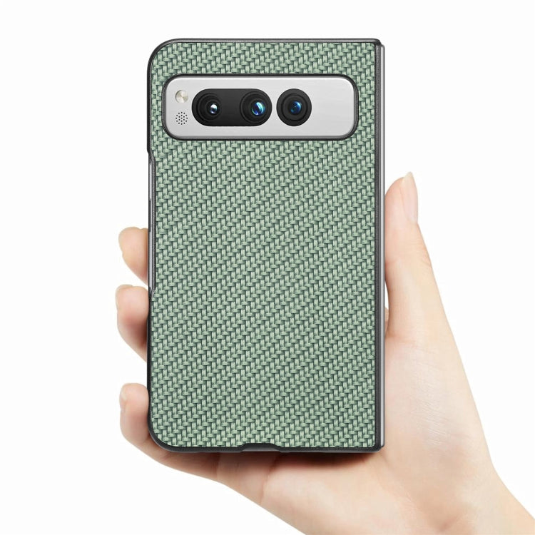 For Google Pixel Fold Carbon Fiber Texture Leather Back Cover Phone Case(Green) - Google Cases by buy2fix | Online Shopping UK | buy2fix