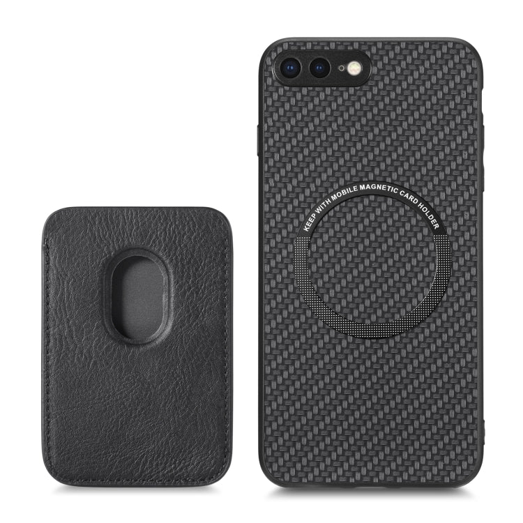 For iPhone 7 Plus / 8 Plus Carbon Fiber Leather Card Magsafe Magnetic Phone Case(Black) - More iPhone Cases by buy2fix | Online Shopping UK | buy2fix