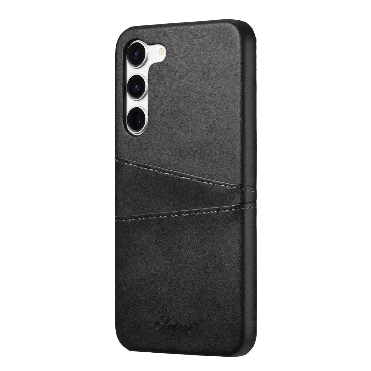 For Samsung Galaxy S24 Ultra 5G teni Calf Texture Back Cover Phone Case with Card Slots(Black) - Galaxy S24 Ultra 5G Cases by Suteni | Online Shopping UK | buy2fix