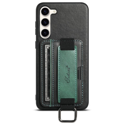 For Samsung Galaxy S23 5G Suteni H13 Card Wallet Wrist Strap Holder PU Phone Case(Black) - Galaxy S23 5G Cases by Suteni | Online Shopping UK | buy2fix