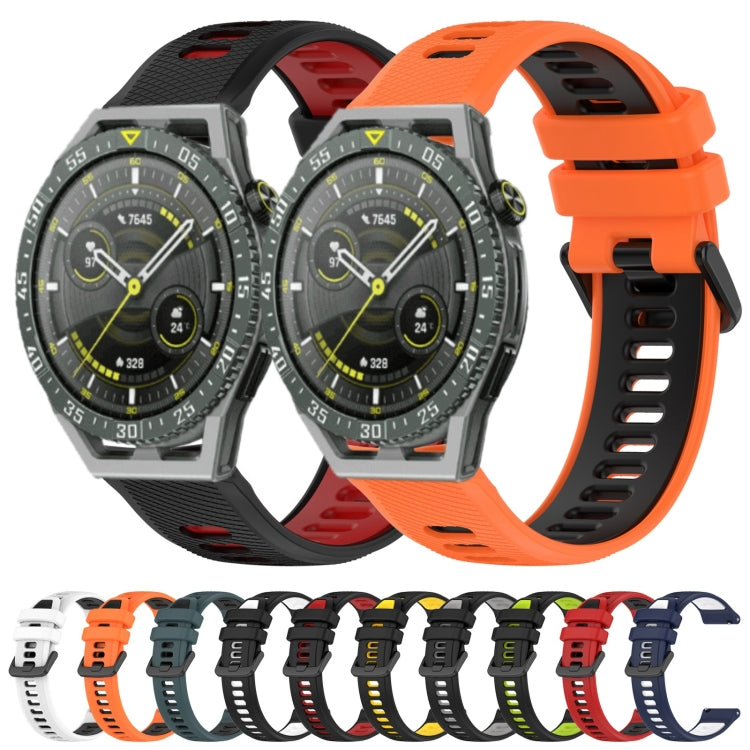 For Huawei Watch 3 22mm Sports Two-Color Silicone Watch Band(Black+Red) - Watch Bands by buy2fix | Online Shopping UK | buy2fix