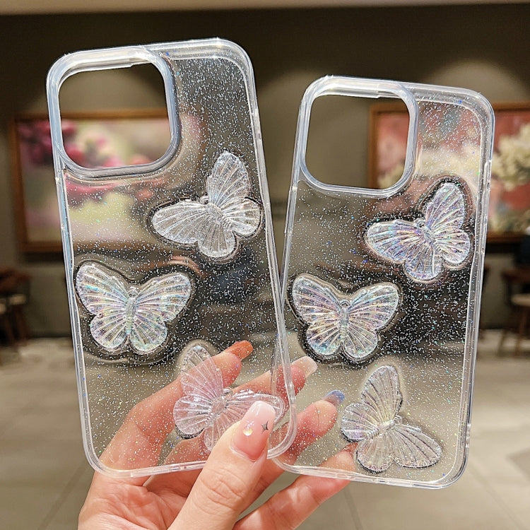 For iPhone 16 Clear Crystal Butterflies TPU Phone Case(Transparent) - iPhone 16 Cases by buy2fix | Online Shopping UK | buy2fix