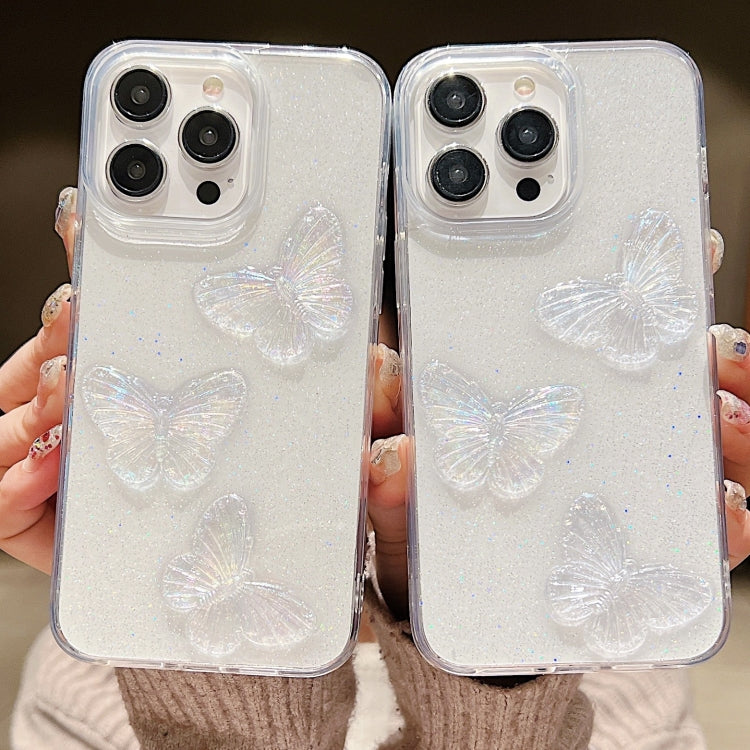 For iPhone 16 Clear Crystal Butterflies TPU Phone Case(Transparent) - iPhone 16 Cases by buy2fix | Online Shopping UK | buy2fix