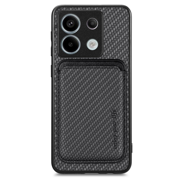 For Xiaomi Redmi Note 13 4G Carbon Fiber Leather Card Magnetic Phone Case(Black) - Note 13 Cases by buy2fix | Online Shopping UK | buy2fix