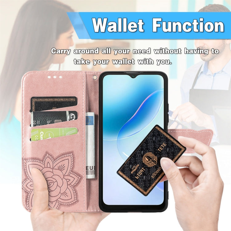 For Blackview A53 Butterfly Love Flower Embossed Leather Phone Case(Rose Gold) - More Brand by buy2fix | Online Shopping UK | buy2fix