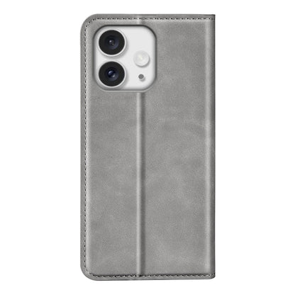 For iPhone 16 Pro Max Retro-skin  Magnetic Suction Leather Phone Case(Grey) - iPhone 16 Pro Max Cases by buy2fix | Online Shopping UK | buy2fix