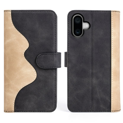 For iPhone 16 Stitching Horizontal Flip Leather Phone Case(Black) - iPhone 16 Cases by buy2fix | Online Shopping UK | buy2fix