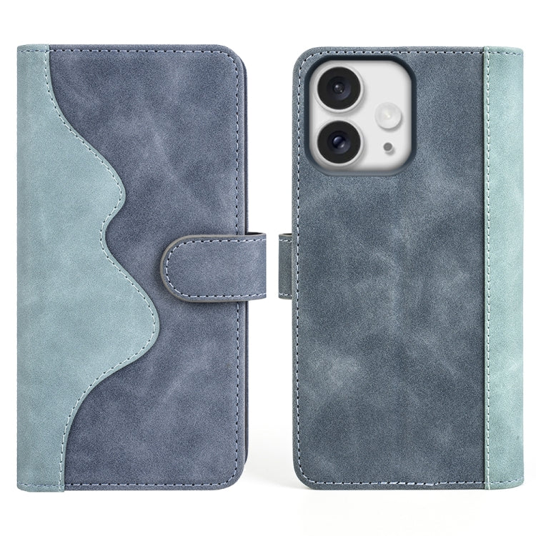 For iPhone 16 Pro Stitching Horizontal Flip Leather Phone Case(Blue) - iPhone 16 Pro Cases by buy2fix | Online Shopping UK | buy2fix